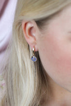 Load image into Gallery viewer, Circle charm hoops- forget me nots