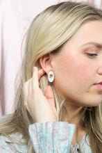 Load image into Gallery viewer, Vintage oval studs- alyssum flowers