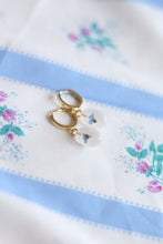 Load image into Gallery viewer, Oval charm hoops- forget me nots